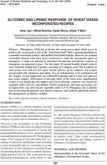 Pasto de Trigo vs Diabetes Mellitus